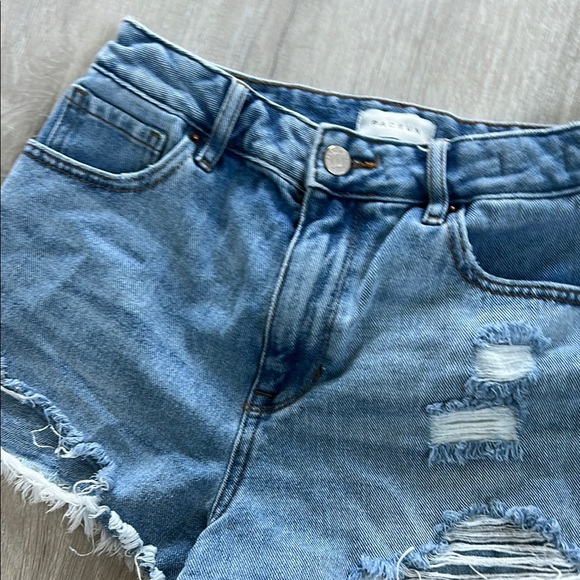 PacSun Blue Jean Shorts Distressed High-Waisted - Picture 4 of 6